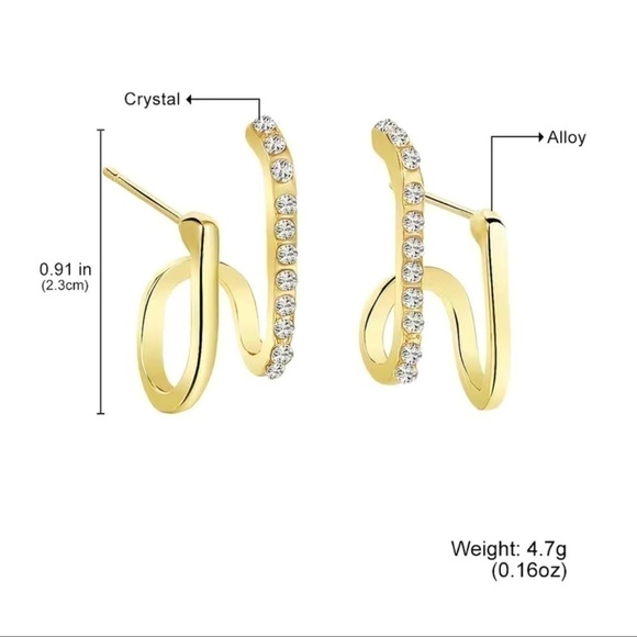 💎NEW Chic Exquisite Geometric Rhinestone & Gold Earrings - Picture 9 of 10